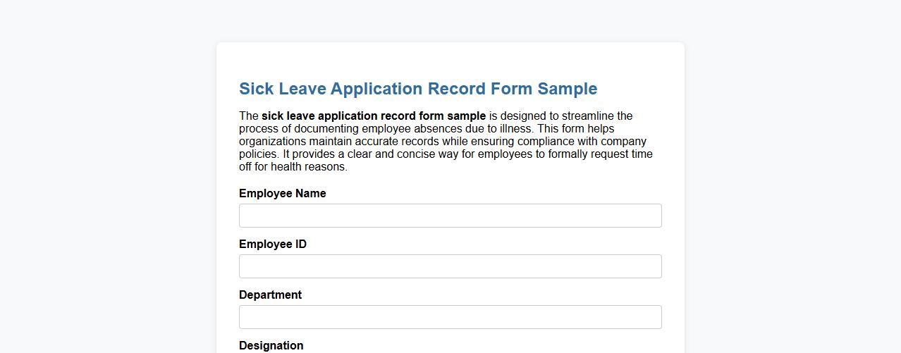 Sick leave application record form sample image preview