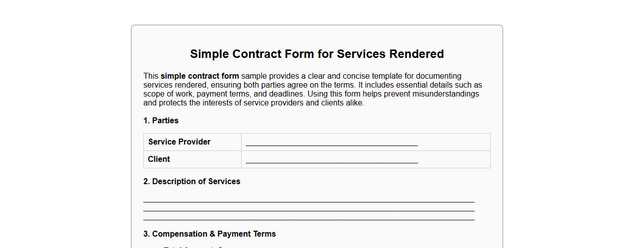 simple contract form sample for services rendered image preview