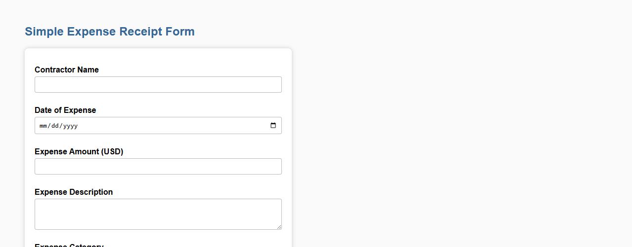 simple expense receipt form for freelance contractors image preview