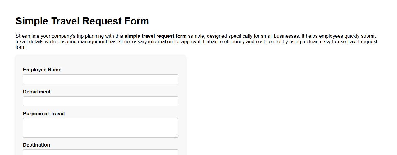 simple travel request form sample for small business image preview