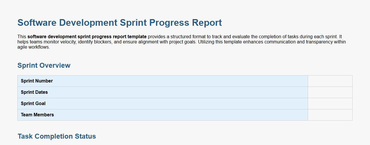 software development sprint progress report template image preview