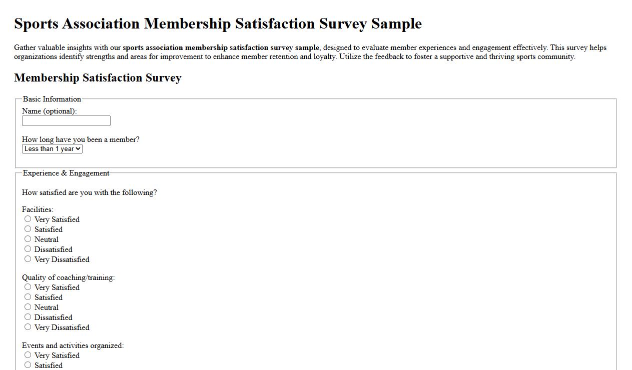 sports association membership satisfaction survey sample image preview