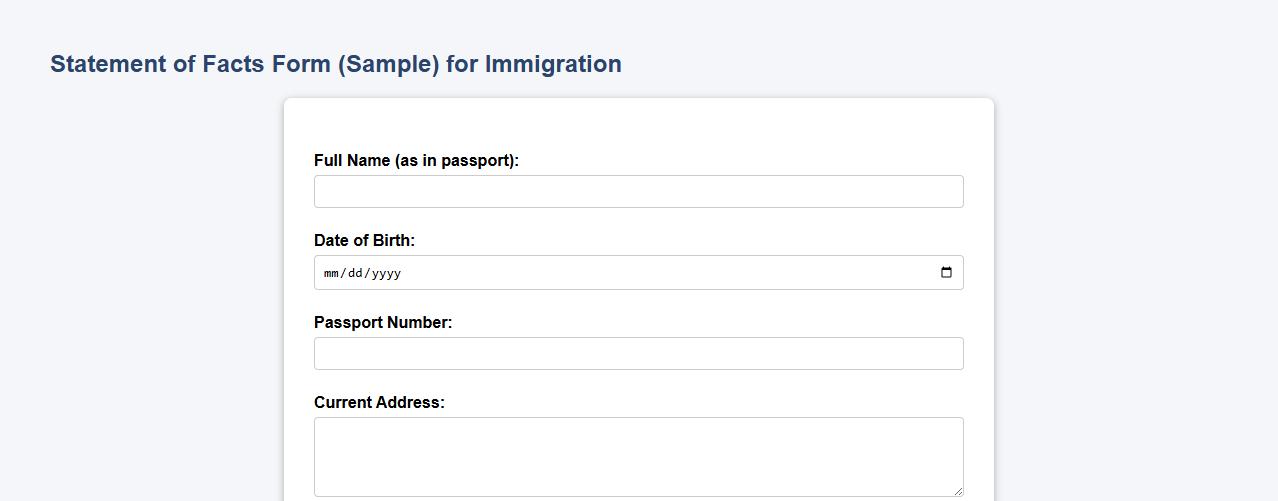 statement of facts form sample for immigration image preview