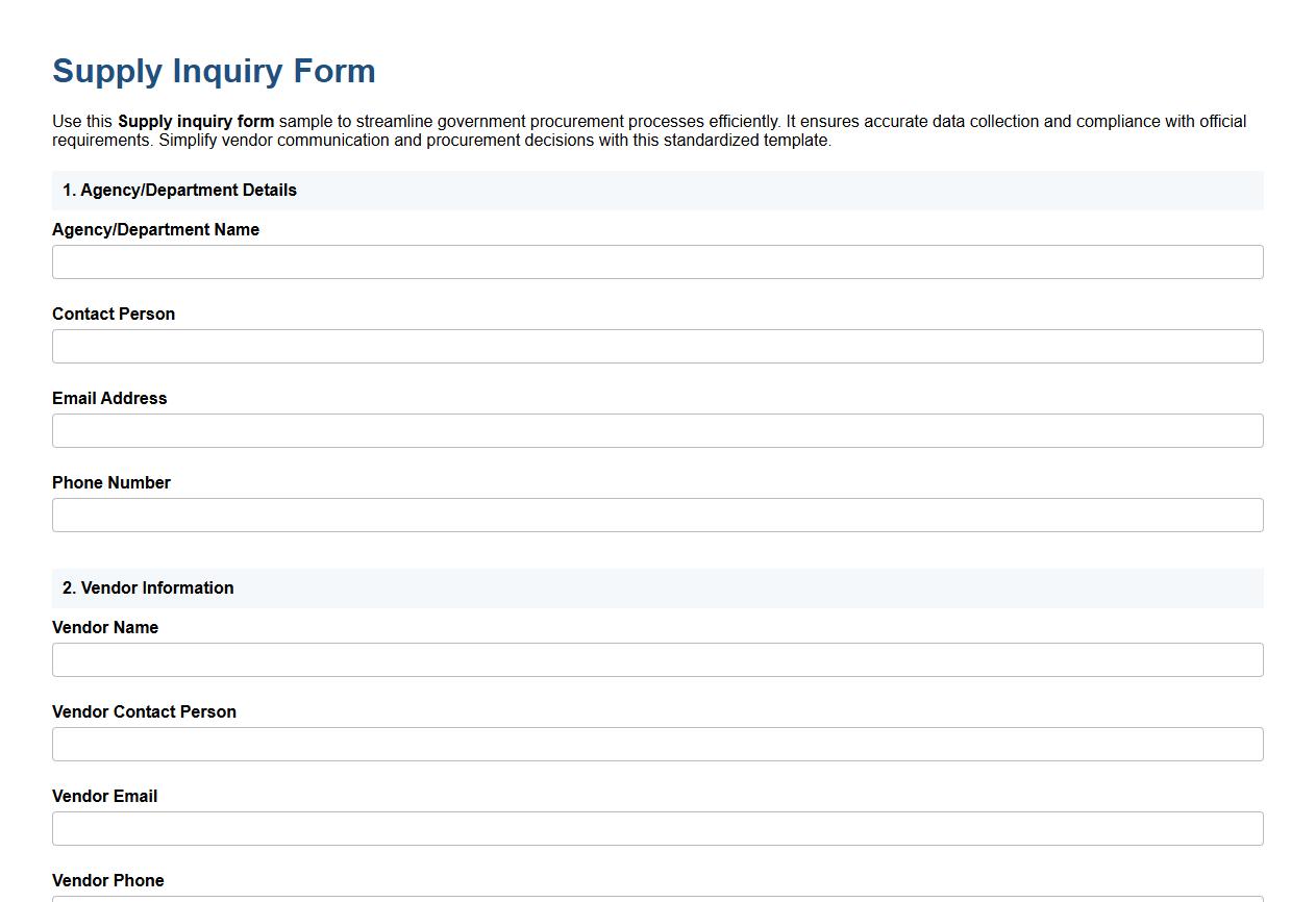Supply inquiry form sample for government procurement image preview