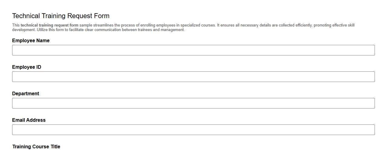 technical training request form sample image preview
