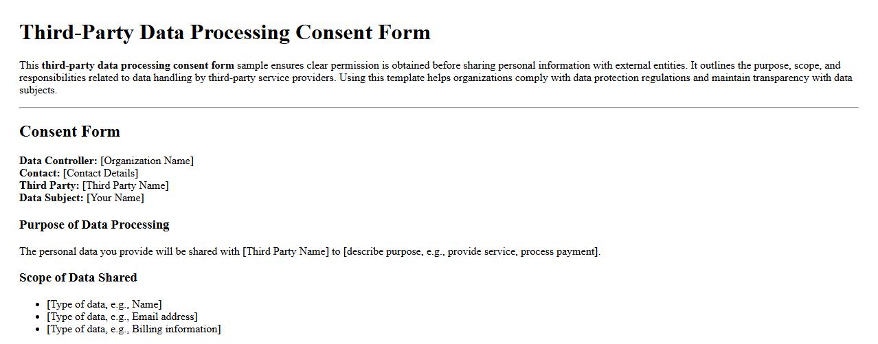 third-party data processing consent form sample image preview