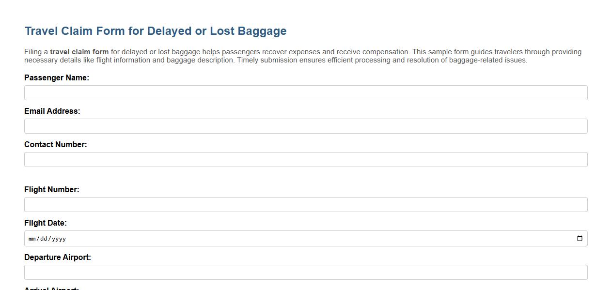 Travel claim form sample for delayed or lost baggage image preview