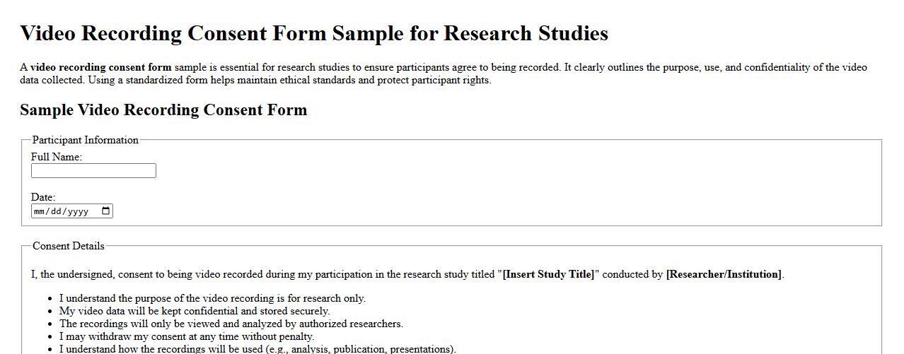 Video recording consent form sample for research studies image preview