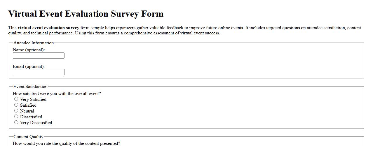 virtual event evaluation survey form sample image preview