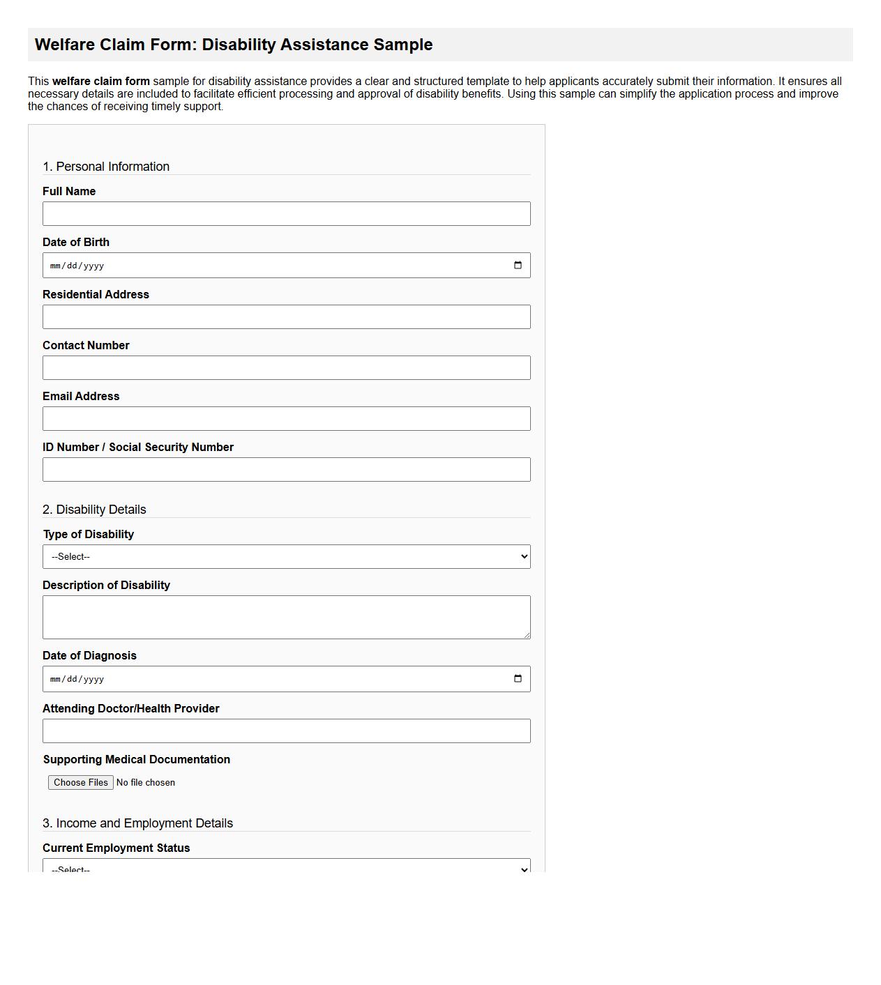 welfare claim form sample for disability assistance image preview