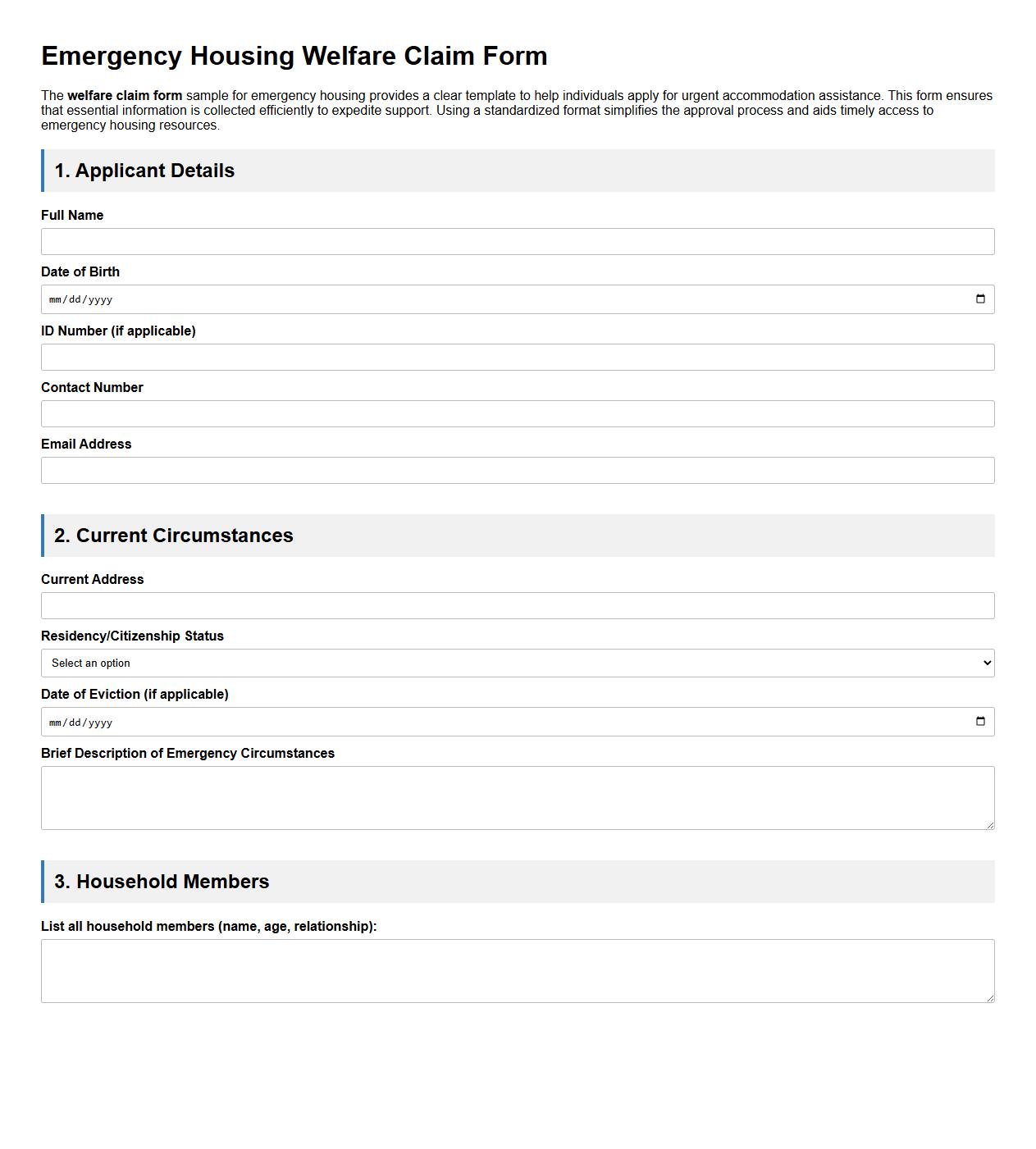 welfare claim form sample for emergency housing image preview