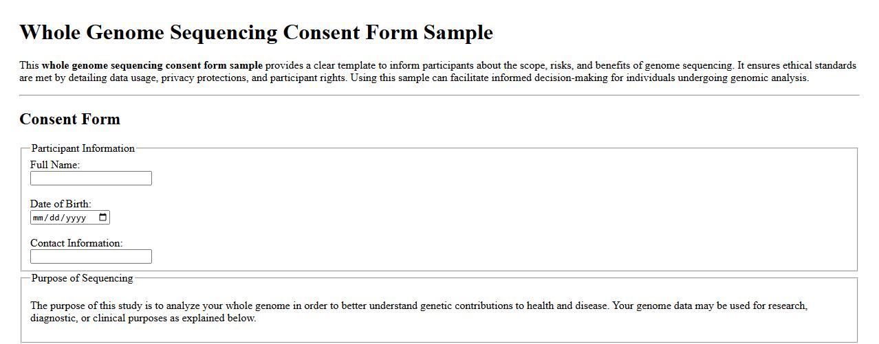 whole genome sequencing consent form sample image preview